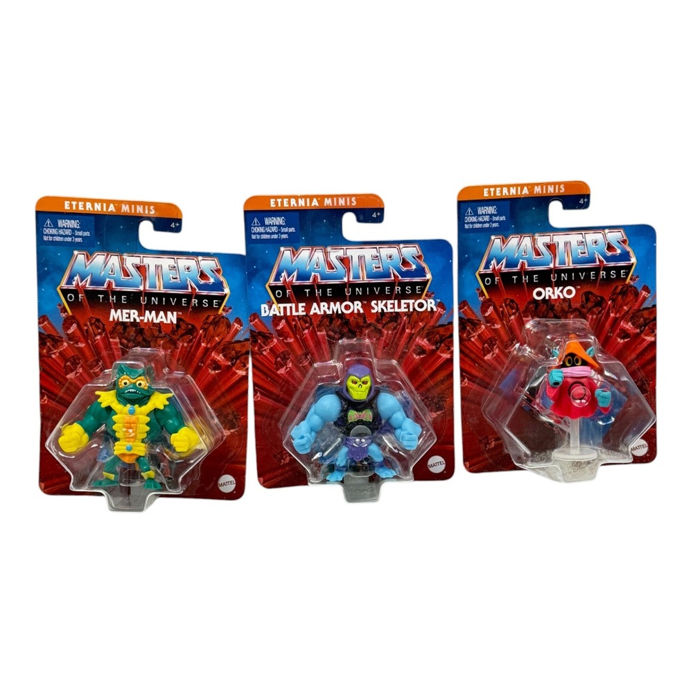 Mattel Masters of the Universe Eternia Minis Lot 3 Mer-Man Skeletor Orko New